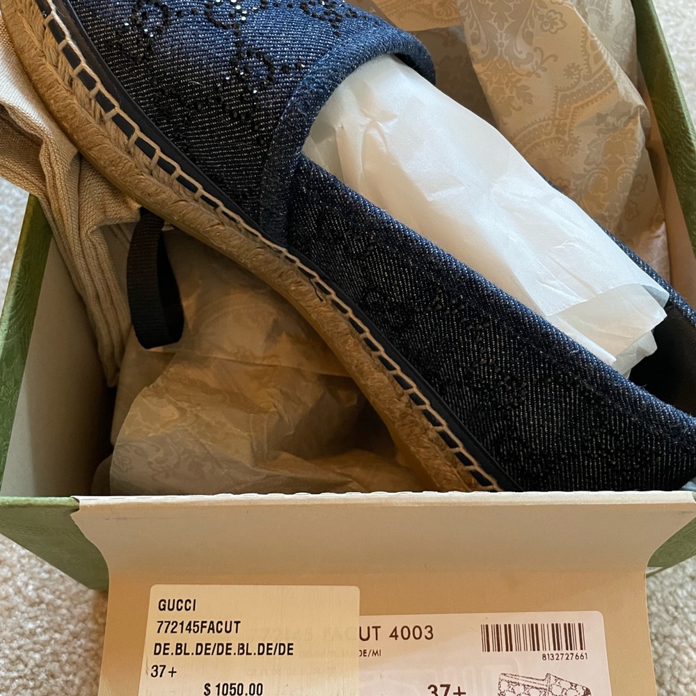 Gucci Navy Espadrille Slip-Ons - Picture 3 of 4